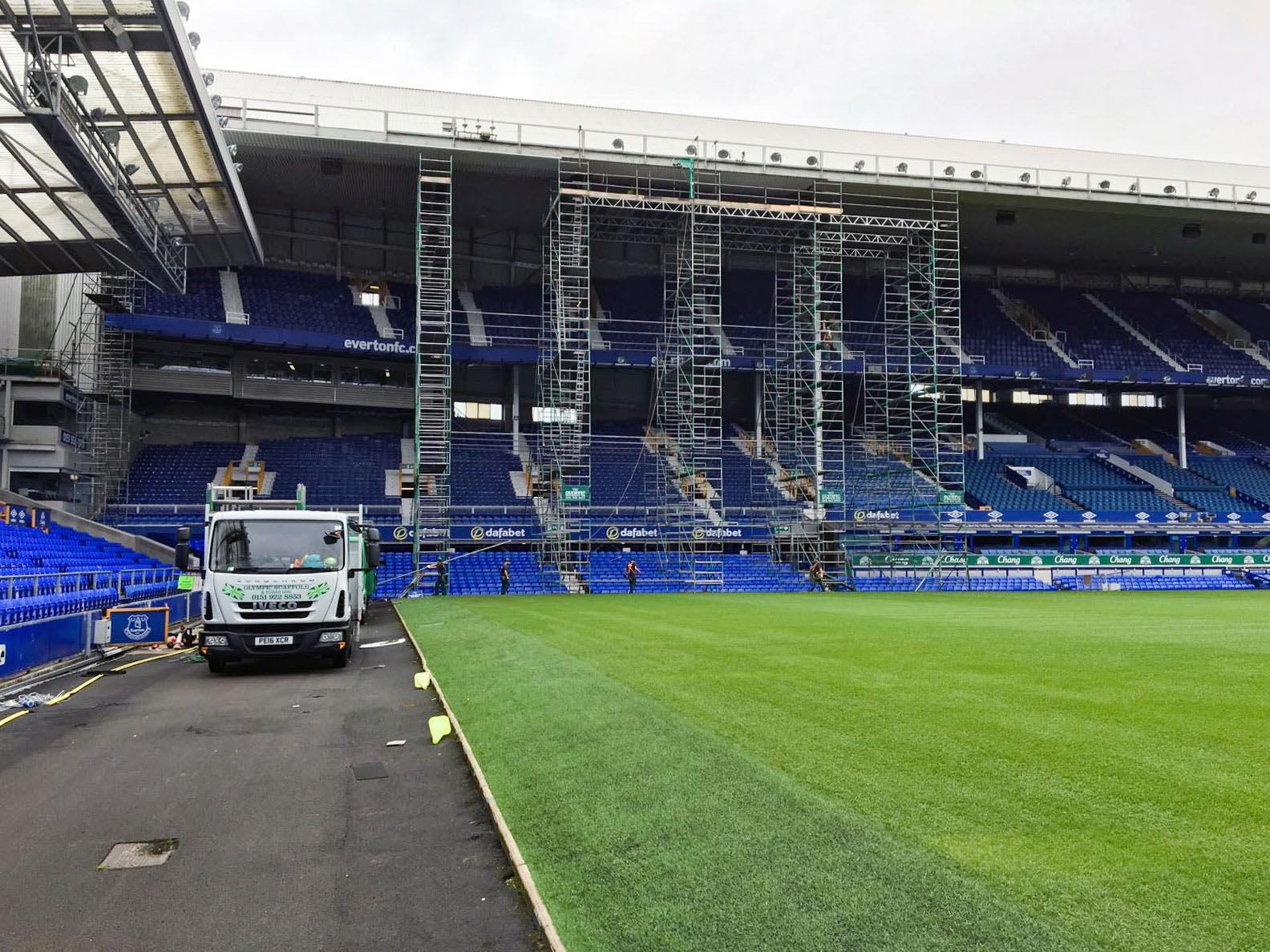 Several Alto HD towers used in a custom BS-1139 structure at Goodison Park.