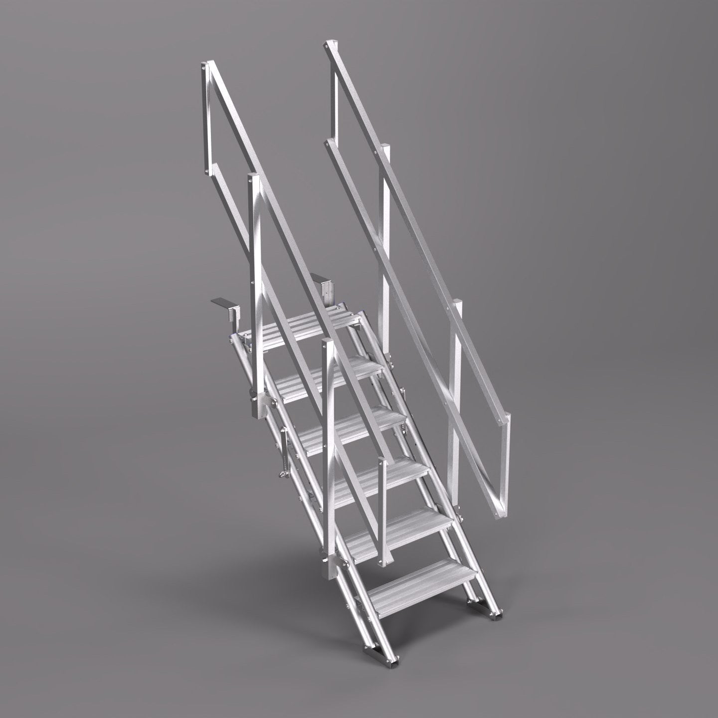 An image of a 1.5m ALTO Universal Stair Set with the flat slab fixing option.
